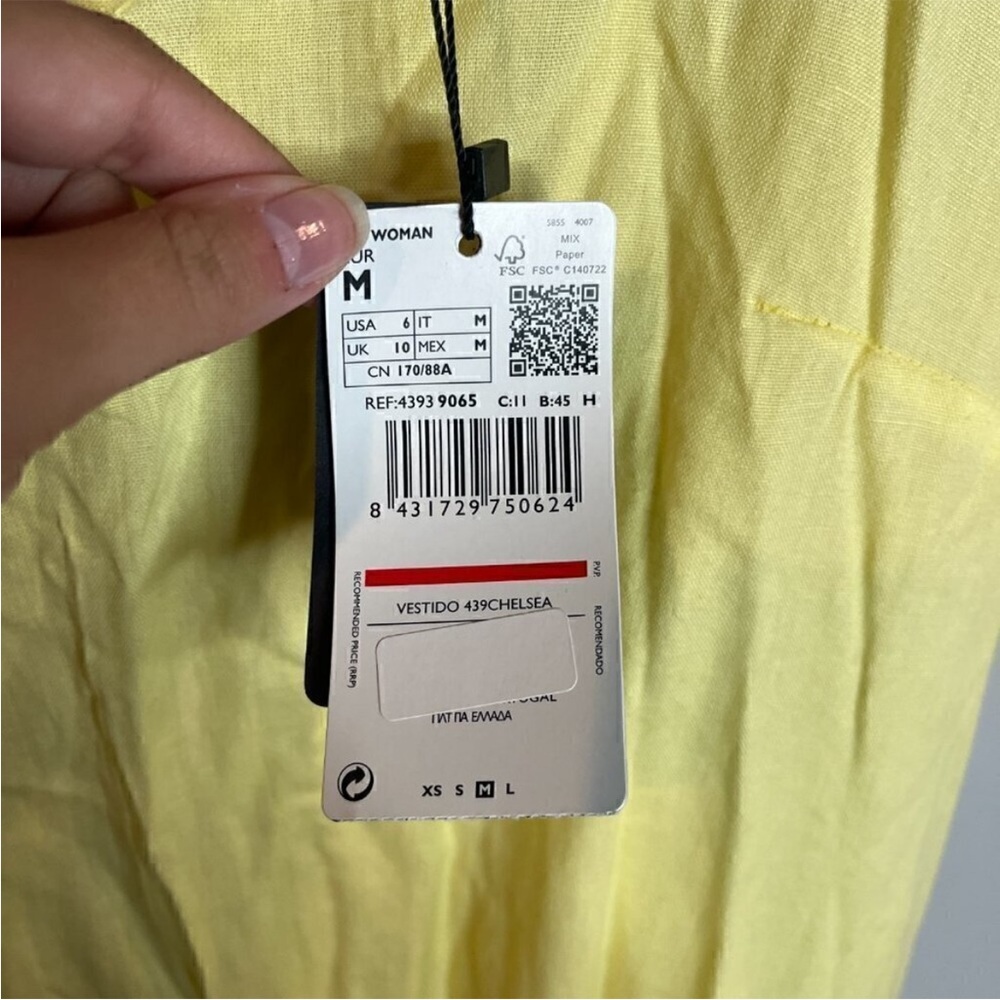 New Mango yellow linen blend midi dress - Picture 2 of 5